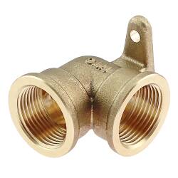 Brass elbow 90&deg; with flange and female thread