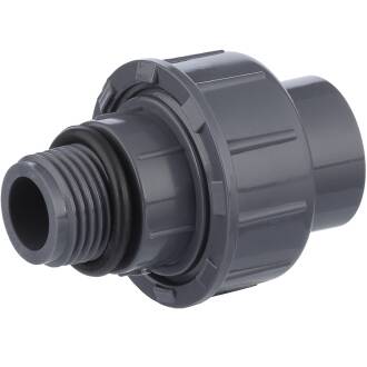 PVC-U Verschraubung Klebemuffe x Aussengewinde mit O-Ring 20mm x 1/2"