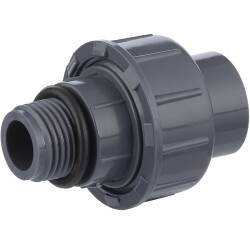 PVC-U Verschraubung Klebemuffe x Aussengewinde mit O-Ring 20mm x 1/2&quot;