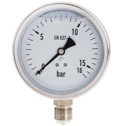 Manometer 4" V2A Glyzerinfüllung Anschluss...