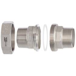 Edelstahl V4A Verschraubung flach dichtend 2fach Aussengewinde 3/4"