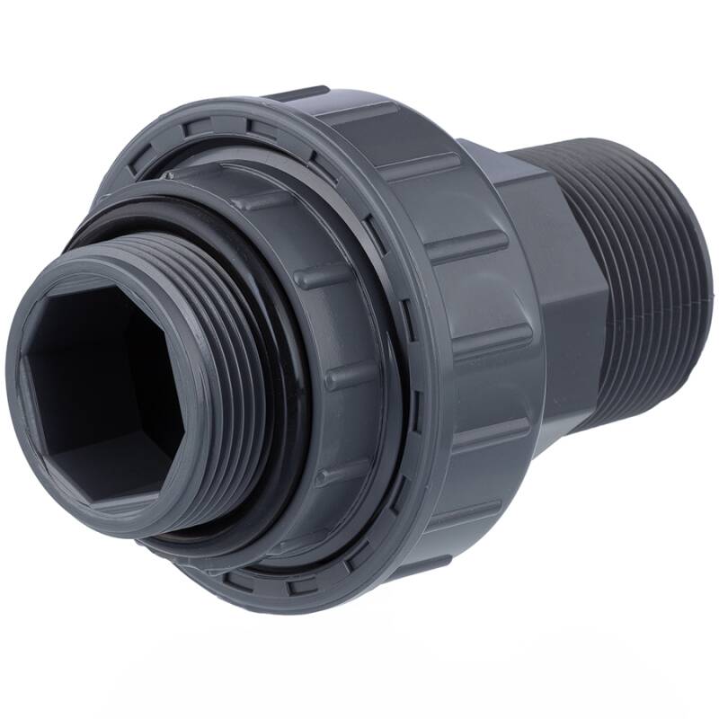 PVC-U Verschraubung, 2fach Aussengewinde einseitig O-Ring