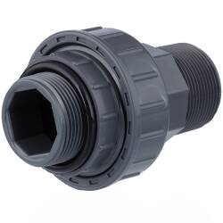 PVC-U Verschraubung, 2fach Aussengewinde einseitig O-Ring