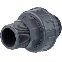 PVC-U Verschraubung, 2fach Aussengewinde einseitig O-Ring