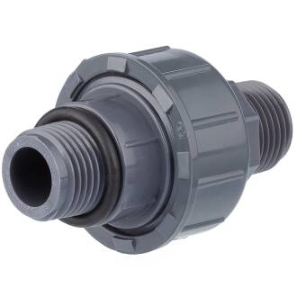 PVC-U Verschraubung einseitig O-Ring, 2fach Aussengewinde 1/2" x 1/2"