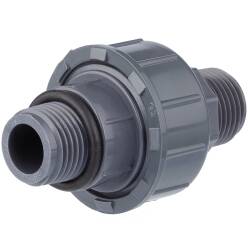 PVC-U Verschraubung einseitig O-Ring, 2fach Aussengewinde 1/2" x 1/2"