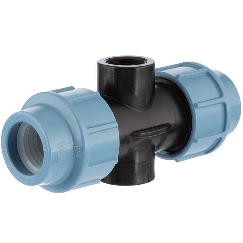 Tee 90 compression fitting x female thread incl. spike, DVGW