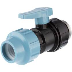 PP 2 way ball valve compression fitting x female thread, DVGW