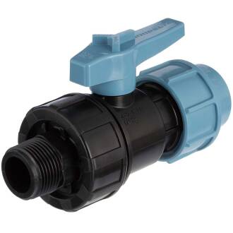 PP 2 way ball valve compression fitting x male thread, DVGW