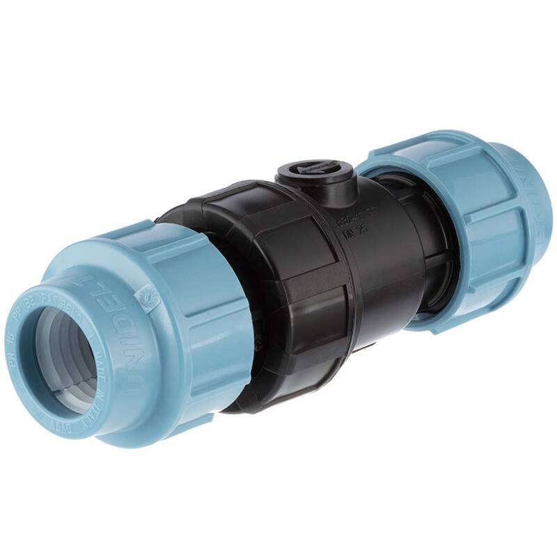 PP check valve compression fitting, DVGW