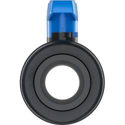 PVC-U Kugelhahn HDPE 2fach &Uuml;berwurf Klebemuffe x PP-Klemme f&uuml;r PE-Rohr