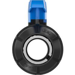 PVC-U Kugelhahn HDPE 2fach &Uuml;berwurf Klebemuffe x PP-Klemme f&uuml;r PE-Rohr