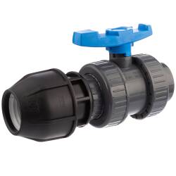 U-PVC and HDPE 2 way solvent ball valve x PP compression fitting for PE pipes