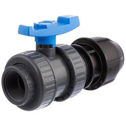 U-PVC and HDPE 2 way female threaded ball valve x PP compression fitting for PE pipes