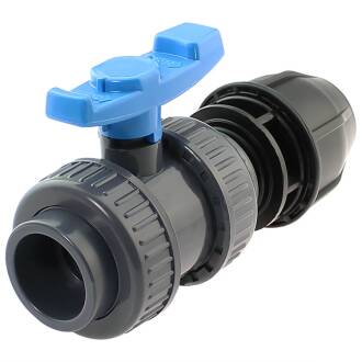 U-PVC and HDPE 2 way solvent ball valve x PP compression fitting for PE pipes