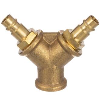 Brass Y-manifold 3/8" female thread x 2 plug nipples