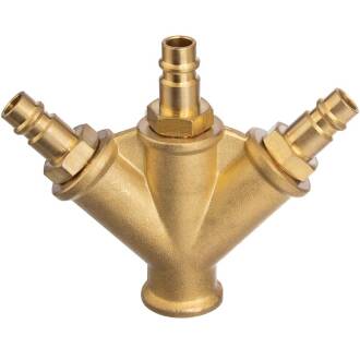 Brass 3 way manifold 3/8" female thread x 3 plug nipples