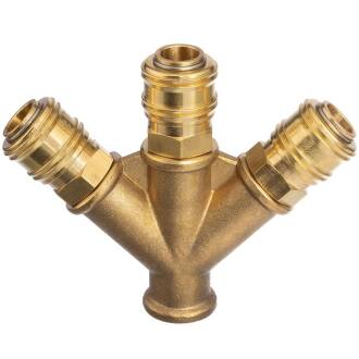 Brass 3 way manifold 3/8" female thread x 3 couplings