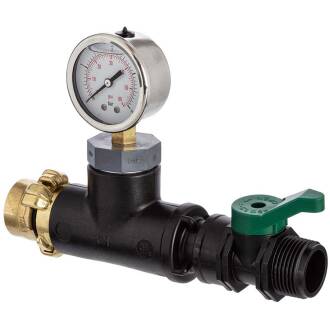 Messgerät für Druck- und Durchflussbestimmung Kugelhahn mit Aussengewinde - 1 1/4" Anschluss