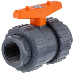 U-PVC and Teflon/EPDM ball valve with female thread WRAS drinking water