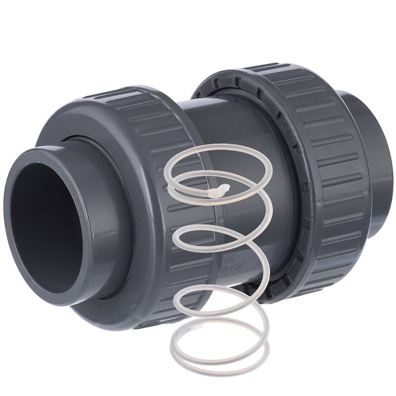 U-PVC solvent check valve with stainless steel PTFE spring