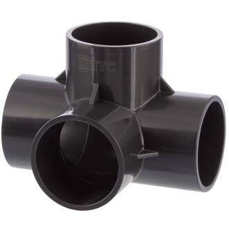 PVC-U Cross 90°, Quadruple Female Socket 25mm