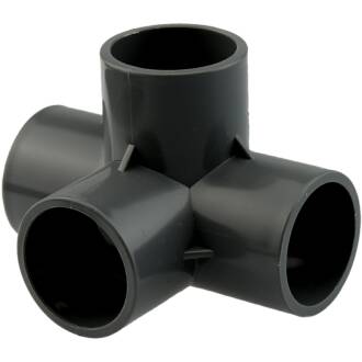 Tee a 90° a 4 vie a incollare, in PVC-U