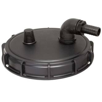 IBC Container Deckel DN225 mit Sauggarnitur, Entlüftung und Schwimmerkugel, Schlauchtülle 32mm (1 1/4")
