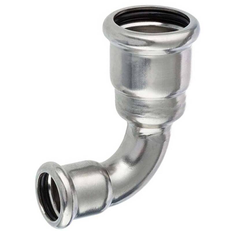 V4A Edelstahl Pressfitting Winkel 90° 22mm – M-Kontur, Mit Stutzen, Für Trinkwasser & Heizung