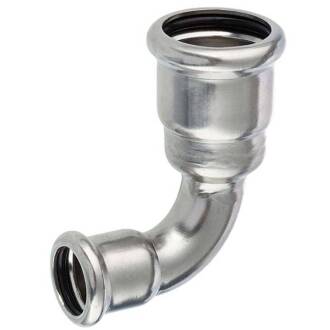 Stainless steel press fitting, 90° elbow, 2-way reducing press socket, M-contour, 42mm x 18mm