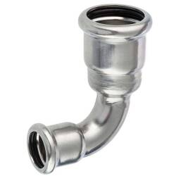 Stainless steel press fitting, 90&deg; elbow, 2-way reducing press socket, M-contour, 42mm x 18mm