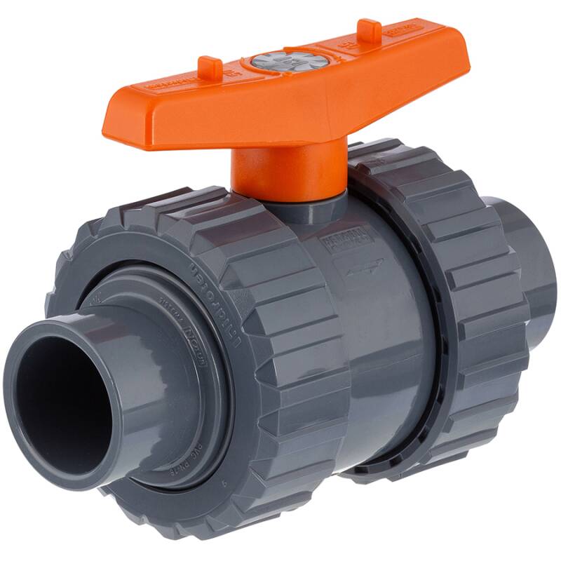 U-PVC and Teflon/EPDM ball valve with solvent male sockets Hidroten
