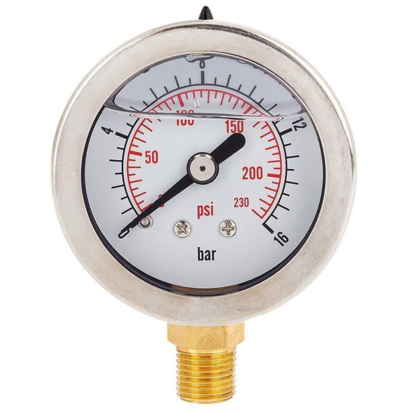 Manometro 1 1/2 glicerina in acciaio inox 304, attacco radiale 1/8 ottone