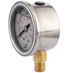 Manometer 1 1/2" V2A Glyzerinf&uuml;llung Anschluss radial 1/8" Aussengewinde Messing