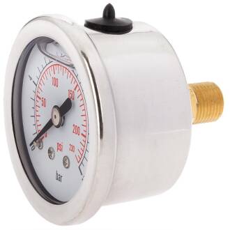 A2 ss glycerine filled manometer 1 1/2", brass rear centered joint 1/8"