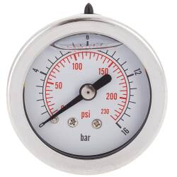 A2 ss glycerine filled manometer 1 1/2&quot;, brass rear centered joint 1/8&quot;