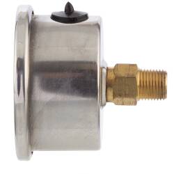 Manometer 1 1/2" V2A Glyzerinf&uuml;llung Anschluss axial zentriert 1/8" Aussengewinde Messing