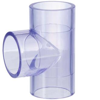 Tee a 90° manicotto in PVC-U, trasparente 110mm