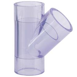 PVC-U T-St&uuml;ck 45&deg; Transparent, 3fach Klebemuffe