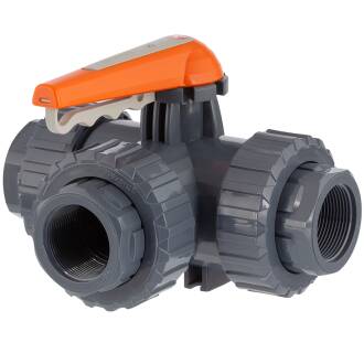 U-PVC 3 way ball valve PTFE - female thread