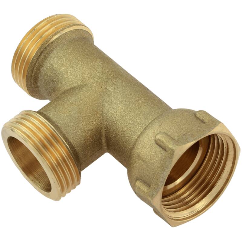 Tee a 90 filetto maschio/femmina con ghiera in ottone F/M/M