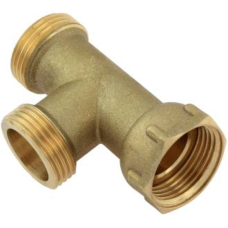 Messing T-Stück Überwurf Innengewinde x 2fach Aussengewinde I/A/A 1"