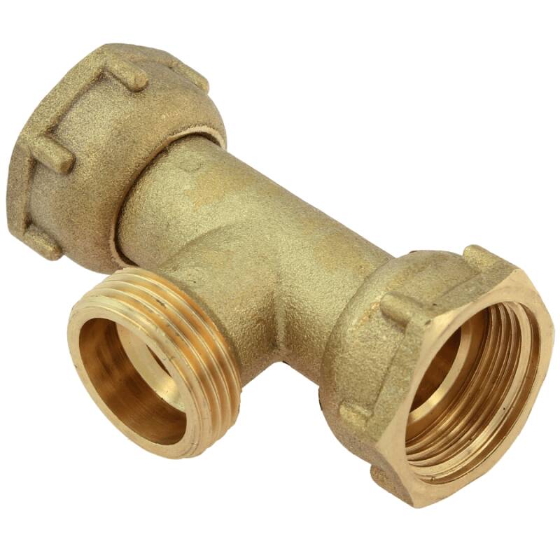 Brass female/male threaded tee 90 with nut F/M/F