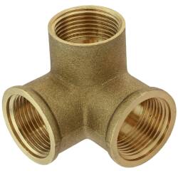 Brass elbow 90° corner connection, 3-way internal thread