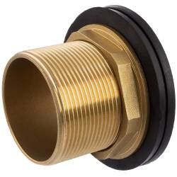 Brass male threaded tank connector, round entrance