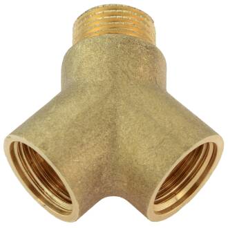 Brass male/female threaded Y-fitting F/F/M