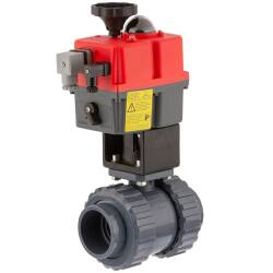 U-PVC 2 way ball valve FPM with electrical actuator - solvent socket