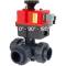 U-PVC 3 way solvent ball valve with electrical actuator 24 - 240 AC/DC with T-pattern