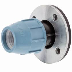 PP flange adapter with compression fitting, DVGW
