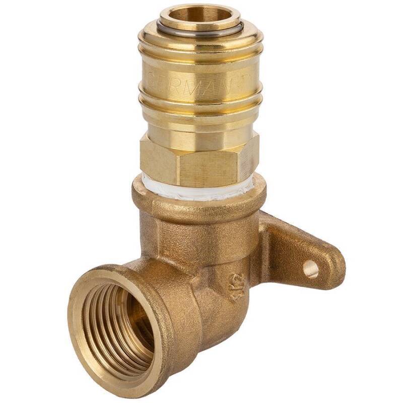 Brass elbow quick coupling with flange for compressed air